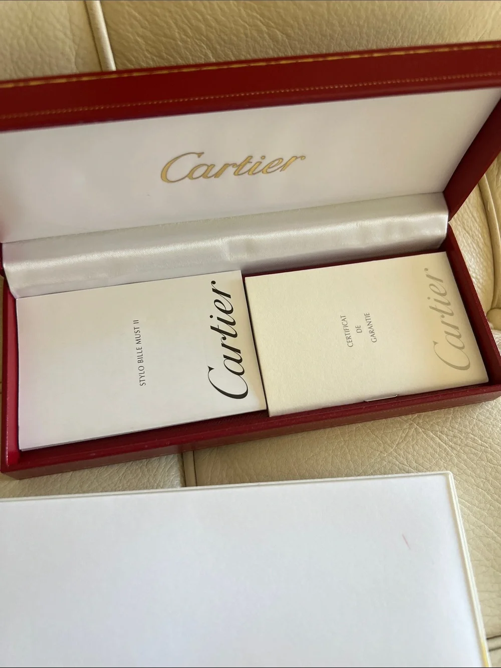 Cartier Silver Stainless Steel Ballpoint Pen in Red Case